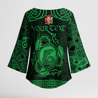 Personalized Carmarthenshire Sir Gaerfyrddin Kimono Sleeve Blouse Green Deer Stag Celtic-inspired - Wonder Print Shop