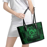 Personalized Carmarthenshire Sir Gaerfyrddin Leather Tote Bag Green Deer Stag Celtic-inspired - Wonder Print Shop