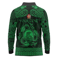 Personalized Carmarthenshire Sir Gaerfyrddin Long Sleeve Polo Shirt Green Deer Stag Celtic-inspired - Wonder Print Shop