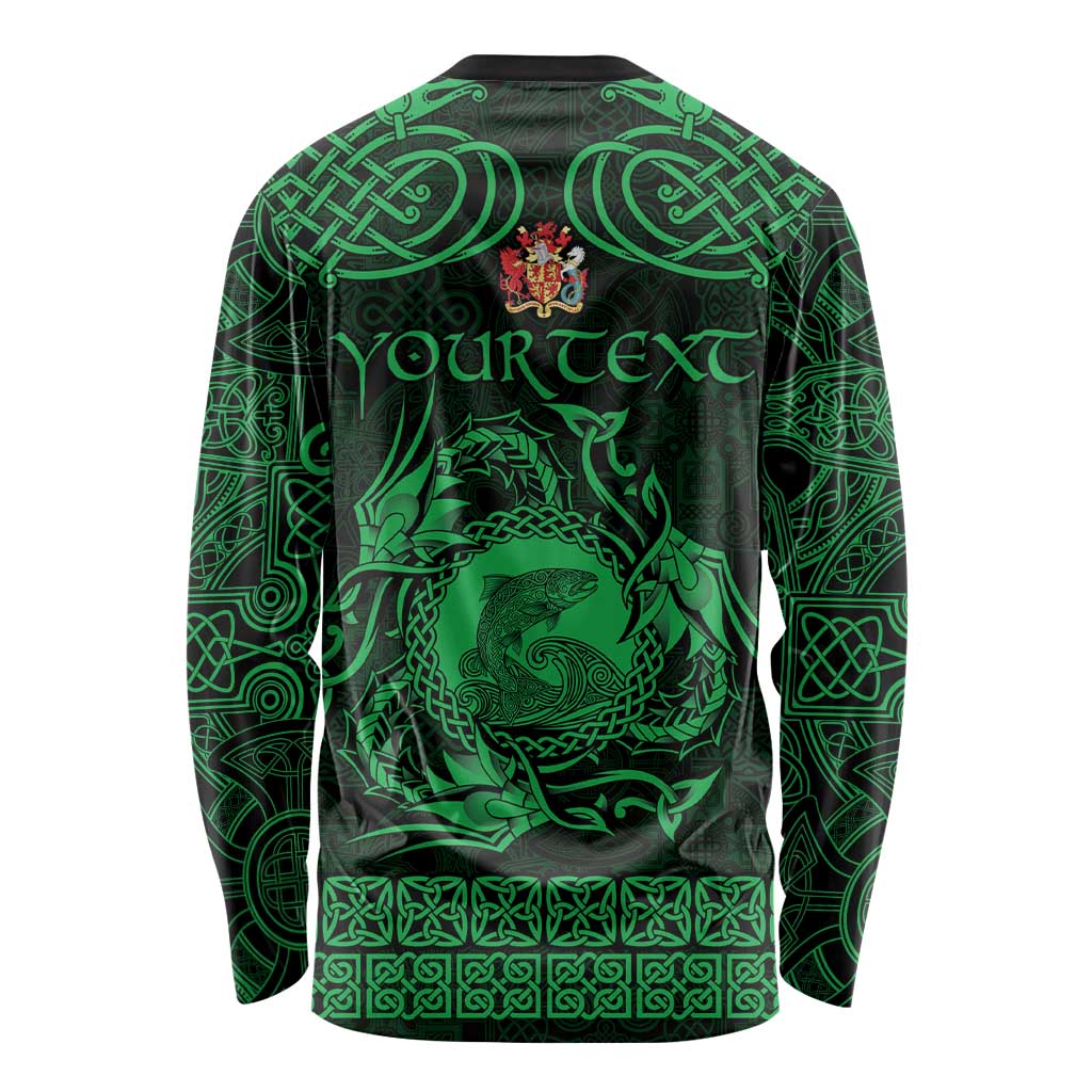 Personalized Carmarthenshire Sir Gaerfyrddin Long Sleeve Shirt Green Deer Stag Celtic-inspired - Wonder Print Shop