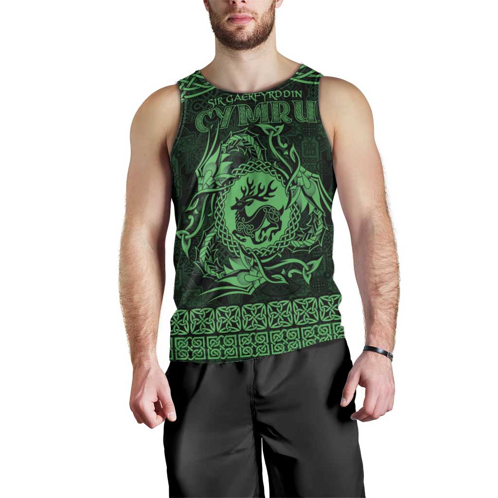 Personalized Carmarthenshire Sir Gaerfyrddin Men Tank Top Green Deer Stag Celtic-inspired - Wonder Print Shop