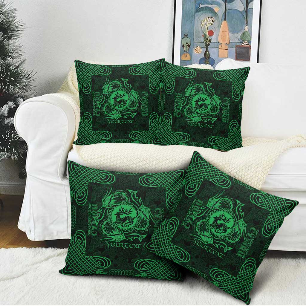 Personalized Carmarthenshire Sir Gaerfyrddin Pillow Cover Green Deer Stag Celtic-inspired - Wonder Print Shop