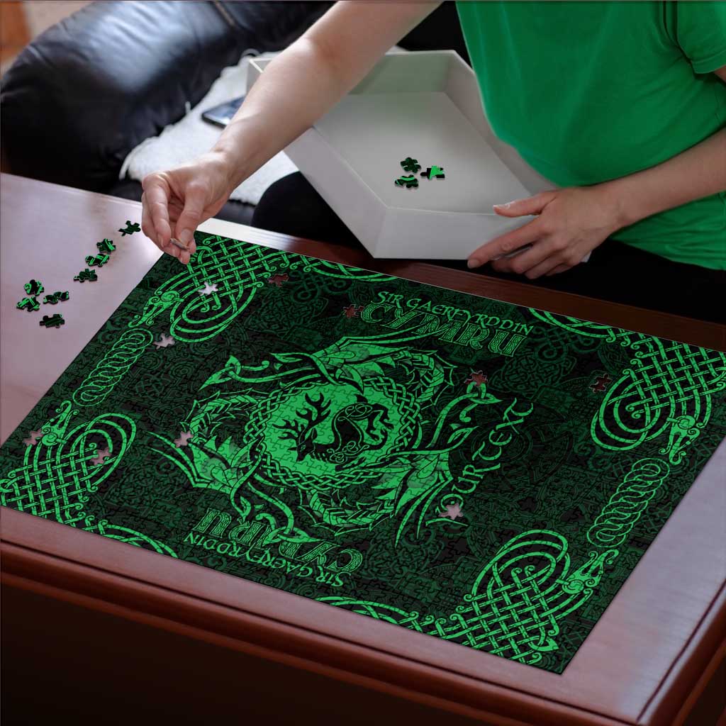 Personalized Carmarthenshire Sir Gaerfyrddin Puzzle Green Deer Stag Celtic-inspired - Wonder Print Shop
