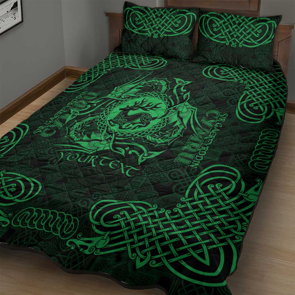 Personalized Carmarthenshire Sir Gaerfyrddin Quilt Bed Set Green Deer Stag Celtic-inspired - Wonder Print Shop