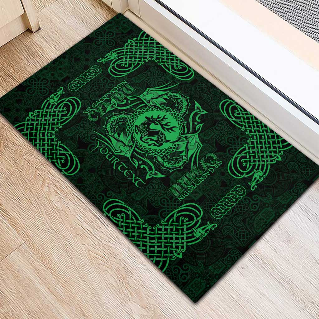 Personalized Carmarthenshire Sir Gaerfyrddin Rubber Doormat Green Deer Stag Celtic-inspired - Wonder Print Shop