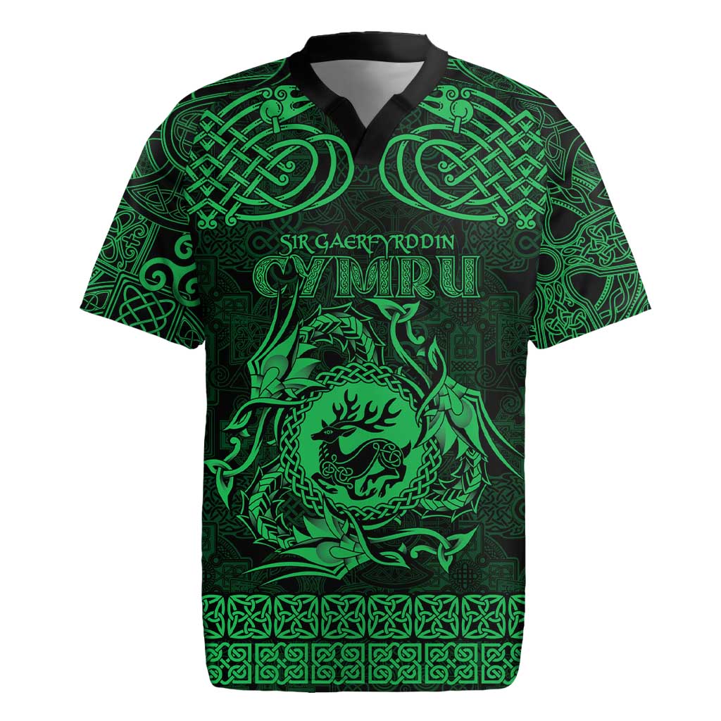 Personalized Carmarthenshire Sir Gaerfyrddin Rugby Jersey Green Deer Stag Celtic-inspired - Wonder Print Shop