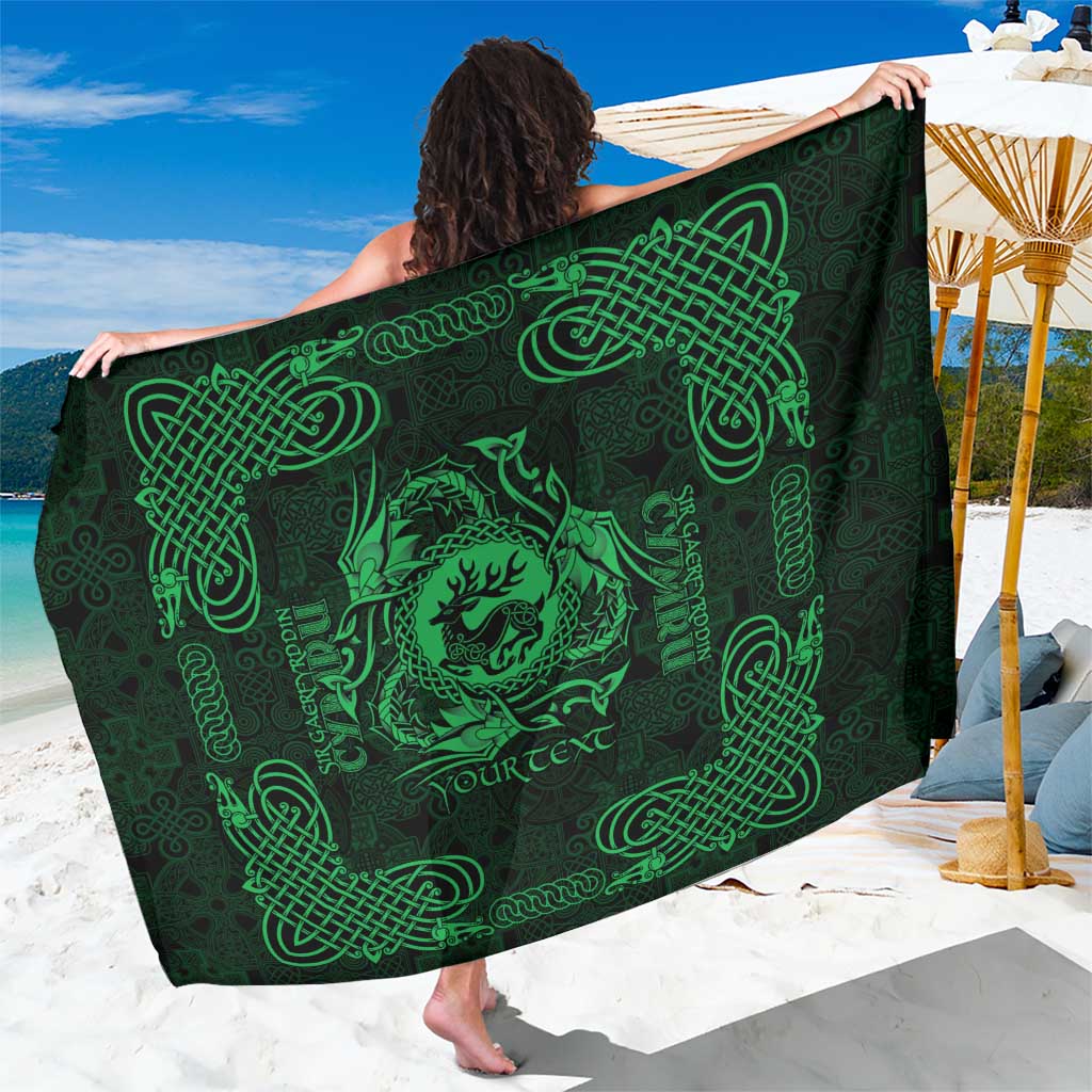 Personalized Carmarthenshire Sir Gaerfyrddin Sarong Green Deer Stag Celtic-inspired - Wonder Print Shop
