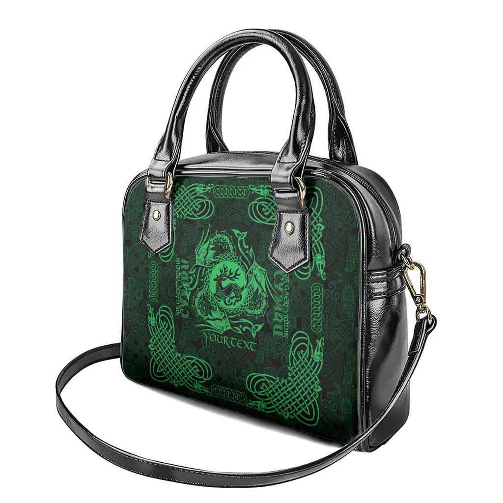 Personalized Carmarthenshire Sir Gaerfyrddin Shoulder Handbag Green Deer Stag Celtic-inspired - Wonder Print Shop