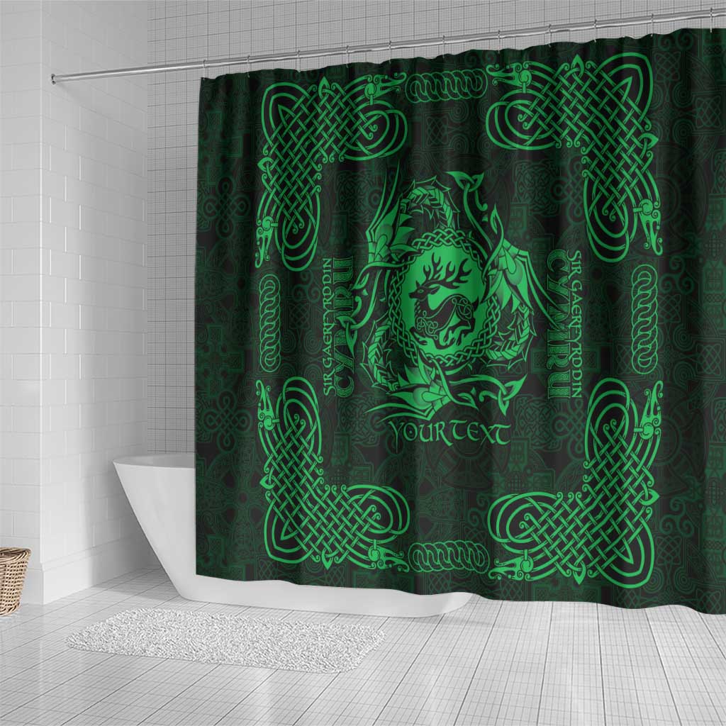 Personalized Carmarthenshire Sir Gaerfyrddin Shower Curtain Green Deer Stag Celtic-inspired - Wonder Print Shop