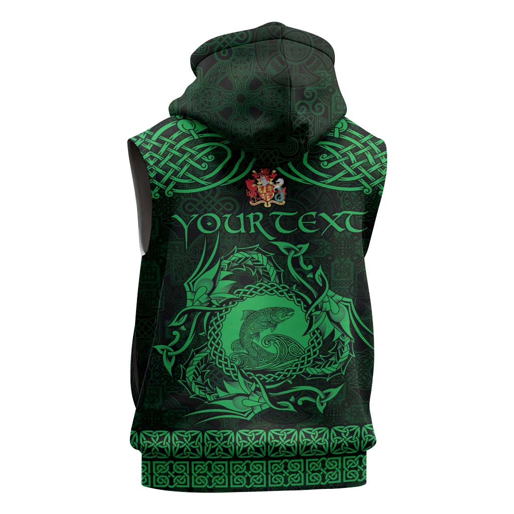 Personalized Carmarthenshire Sir Gaerfyrddin Sleeveless Hoodie Green Deer Stag Celtic-inspired - Wonder Print Shop