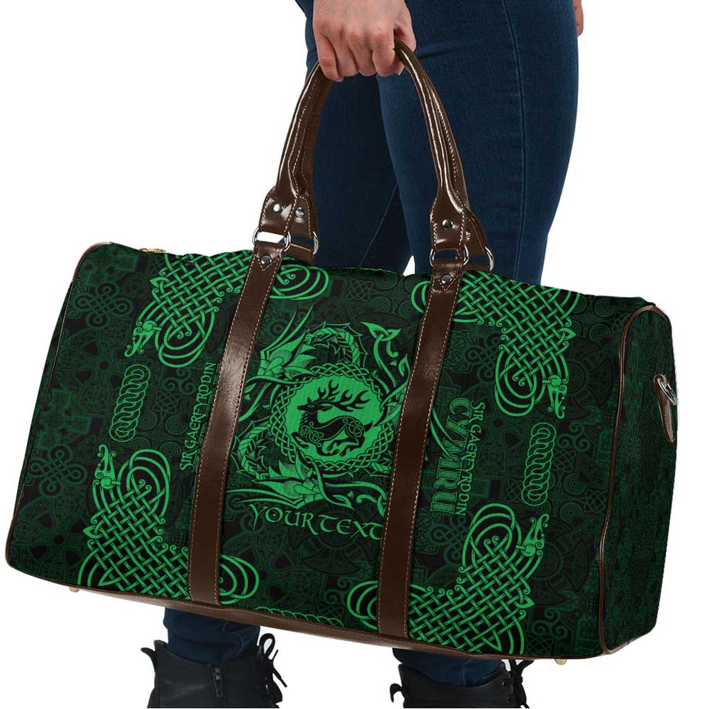 Personalized Carmarthenshire Sir Gaerfyrddin Travel Bag Green Deer Stag Celtic-inspired - Wonder Print Shop