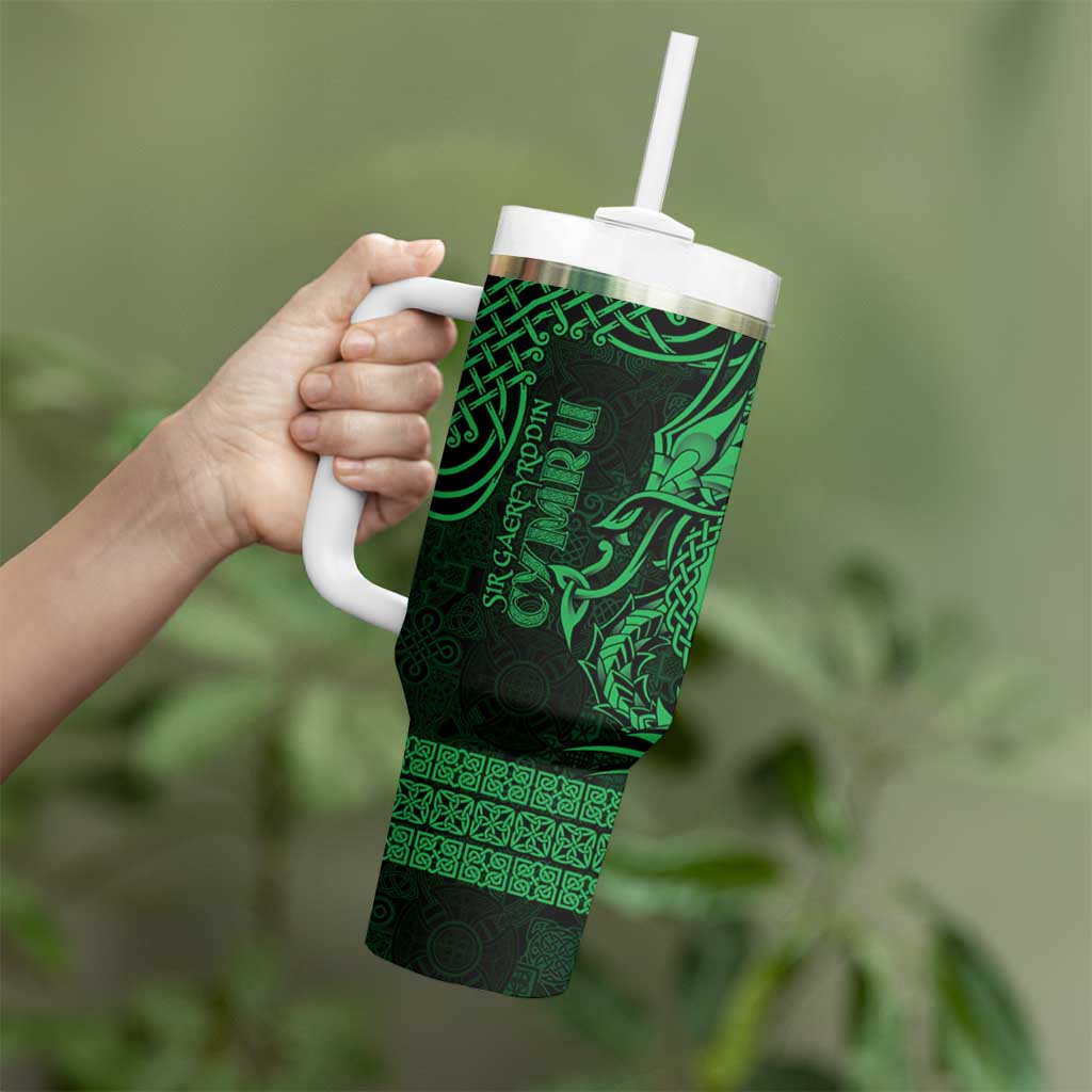Personalized Carmarthenshire Sir Gaerfyrddin Tumbler With Handle Green Deer Stag Celtic-inspired - Wonder Print Shop