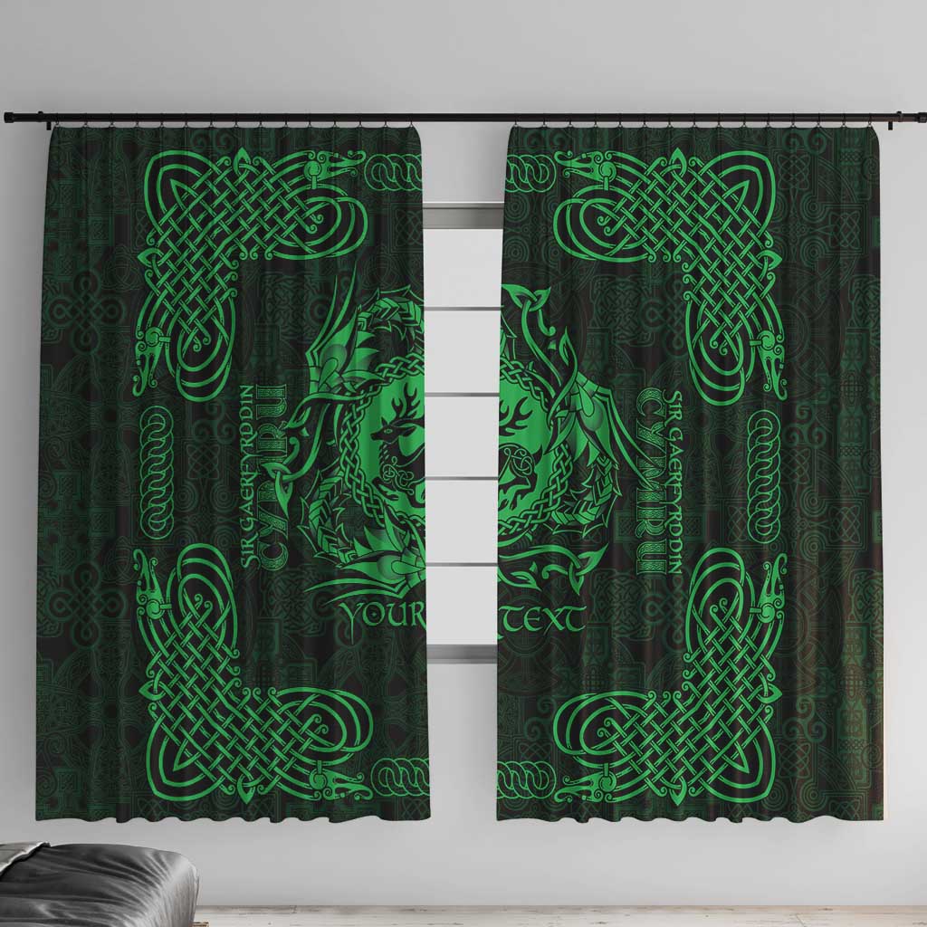Personalized Carmarthenshire Sir Gaerfyrddin Window Curtain Green Deer Stag Celtic-inspired - Wonder Print Shop