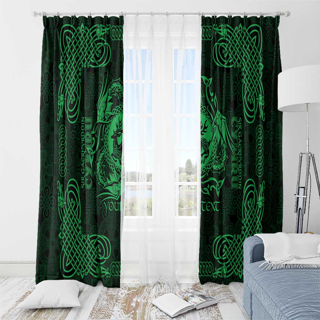 Personalized Carmarthenshire Sir Gaerfyrddin Window Curtain Green Deer Stag Celtic-inspired - Wonder Print Shop