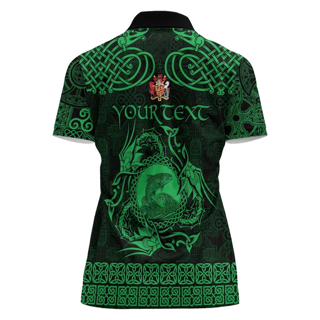 Personalized Carmarthenshire Sir Gaerfyrddin Women Polo Shirt Green Deer Stag Celtic-inspired - Wonder Print Shop