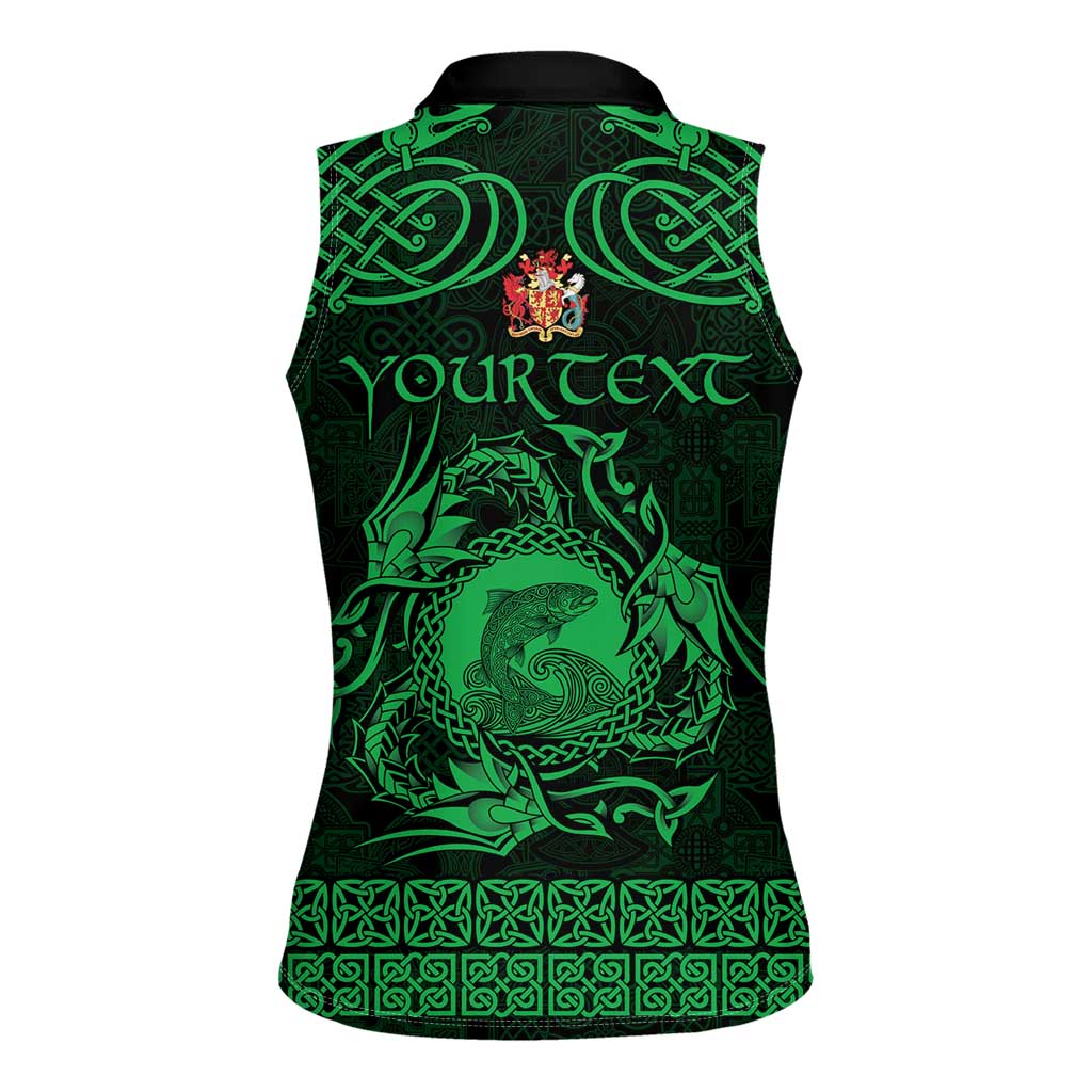 Personalized Carmarthenshire Sir Gaerfyrddin Women Sleeveless Polo Shirt Green Deer Stag Celtic-inspired - Wonder Print Shop