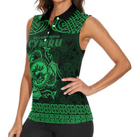 Personalized Carmarthenshire Sir Gaerfyrddin Women Sleeveless Polo Shirt Green Deer Stag Celtic-inspired - Wonder Print Shop