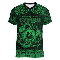 Personalized Carmarthenshire Sir Gaerfyrddin Women V-Neck T-Shirt Green Deer Stag Celtic-inspired - Wonder Print Shop