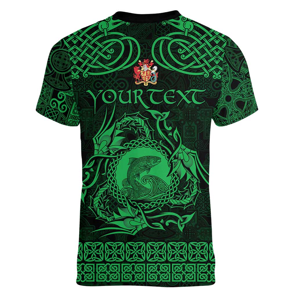 Personalized Carmarthenshire Sir Gaerfyrddin Women V-Neck T-Shirt Green Deer Stag Celtic-inspired - Wonder Print Shop