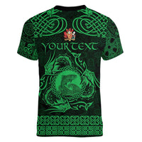Personalized Carmarthenshire Sir Gaerfyrddin Women V-Neck T-Shirt Green Deer Stag Celtic-inspired - Wonder Print Shop