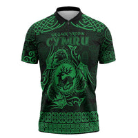 Personalized Carmarthenshire Sir Gaerfyrddin Zipper Polo Shirt Green Deer Stag Celtic-inspired - Wonder Print Shop
