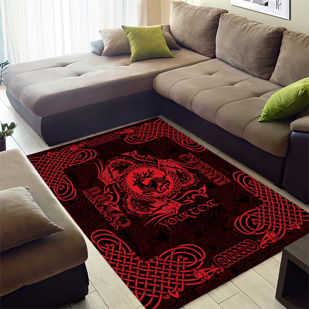 Personalized Carmarthenshire Sir Gaerfyrddin Area Rug Red Deer Stag Celtic-inspired - Wonder Print Shop