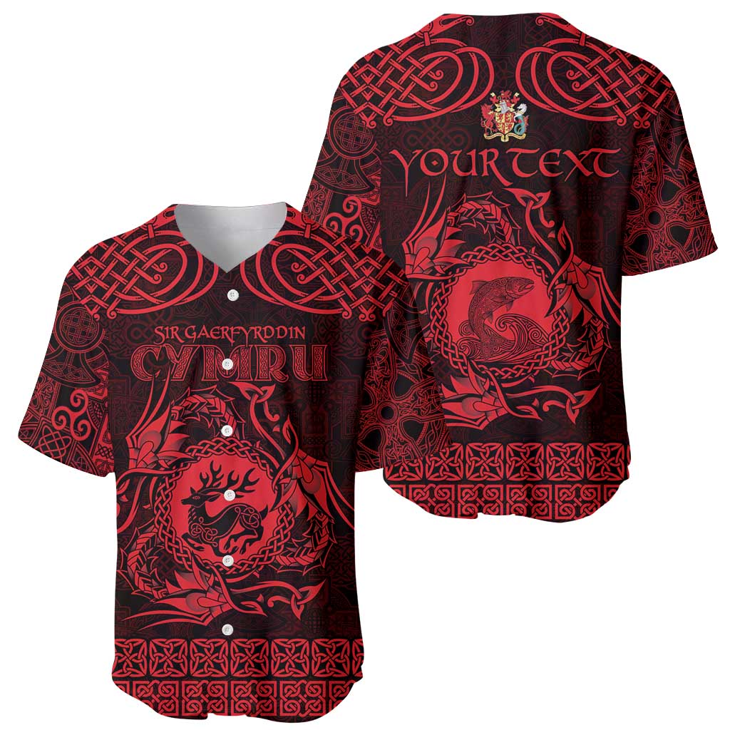 Personalized Carmarthenshire Sir Gaerfyrddin Baseball Jersey Red Deer Stag Celtic-inspired - Wonder Print Shop