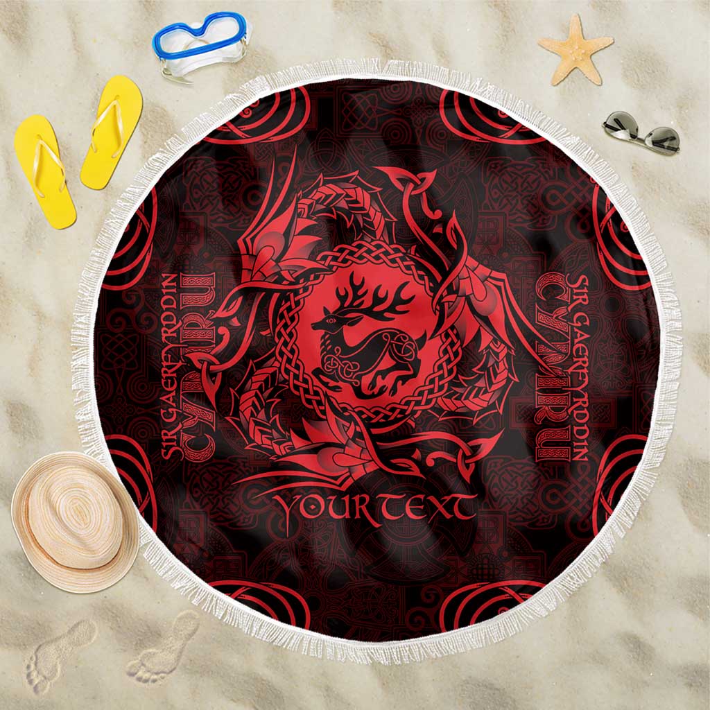 Personalized Carmarthenshire Sir Gaerfyrddin Beach Blanket Red Deer Stag Celtic-inspired - Wonder Print Shop