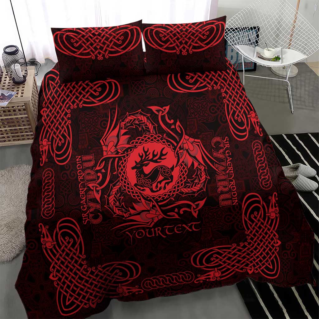 Personalized Carmarthenshire Sir Gaerfyrddin Bedding Set Red Deer Stag Celtic-inspired - Wonder Print Shop