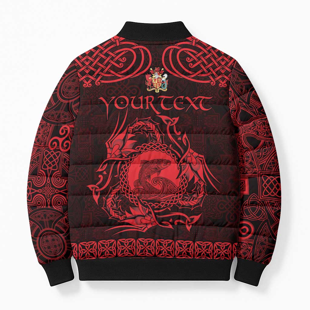 Personalized Carmarthenshire Sir Gaerfyrddin Bomber Puffer Jacket Red Deer Stag Celtic-inspired - Wonder Print Shop