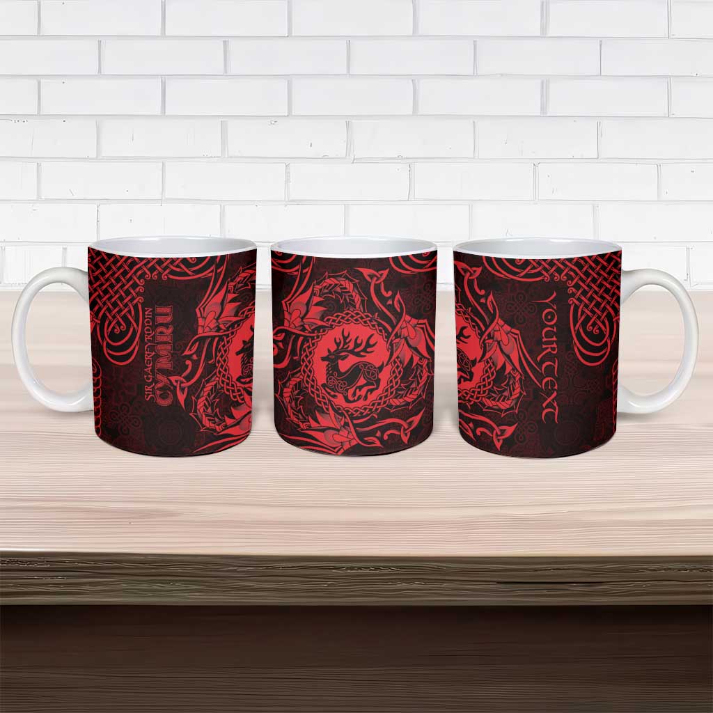 Personalized Carmarthenshire Sir Gaerfyrddin Ceramic Mug Red Deer Stag Celtic-inspired - Wonder Print Shop