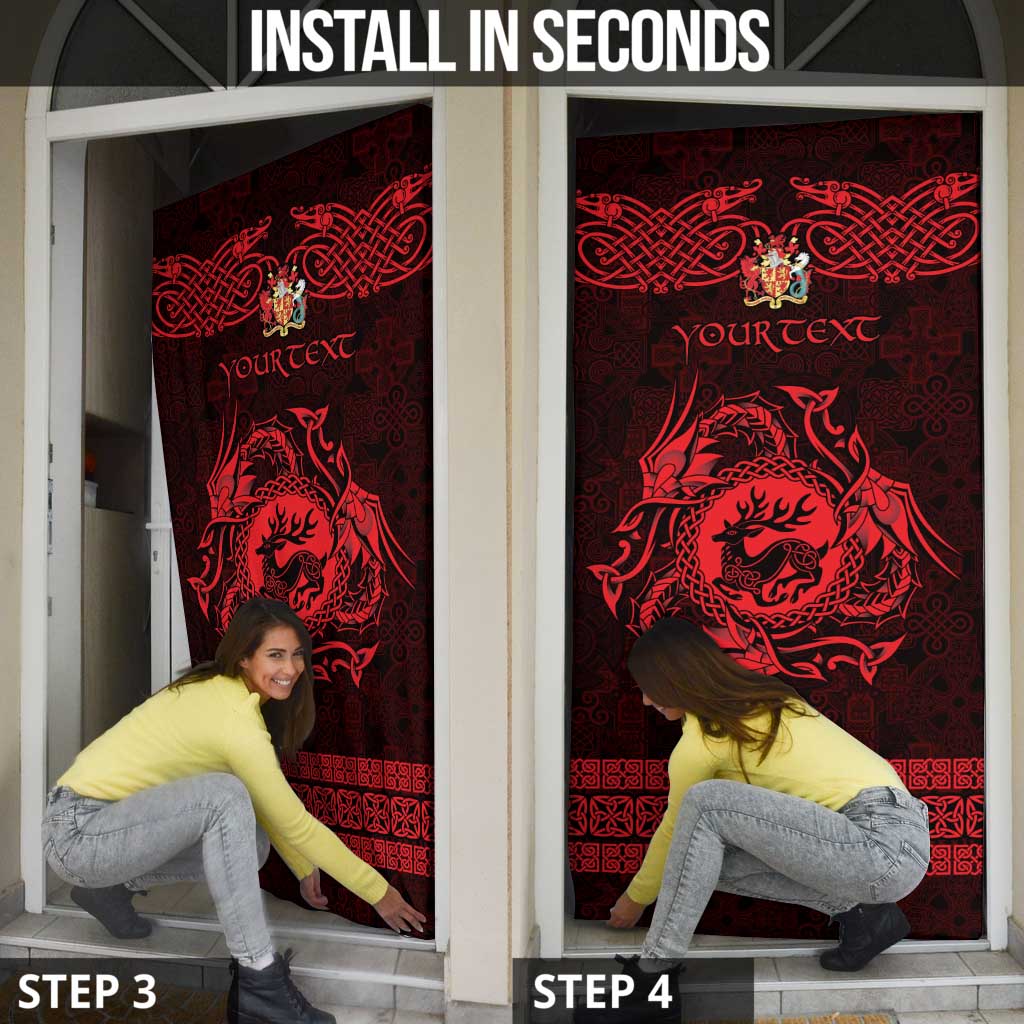 Personalized Carmarthenshire Sir Gaerfyrddin Door Cover Red Deer Stag Celtic-inspired - Wonder Print Shop