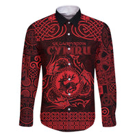 Personalized Carmarthenshire Sir Gaerfyrddin Family Matching Off The Shoulder Long Sleeve Dress and Hawaiian Shirt Red Deer Stag Celtic-inspired - Wonder Print Shop