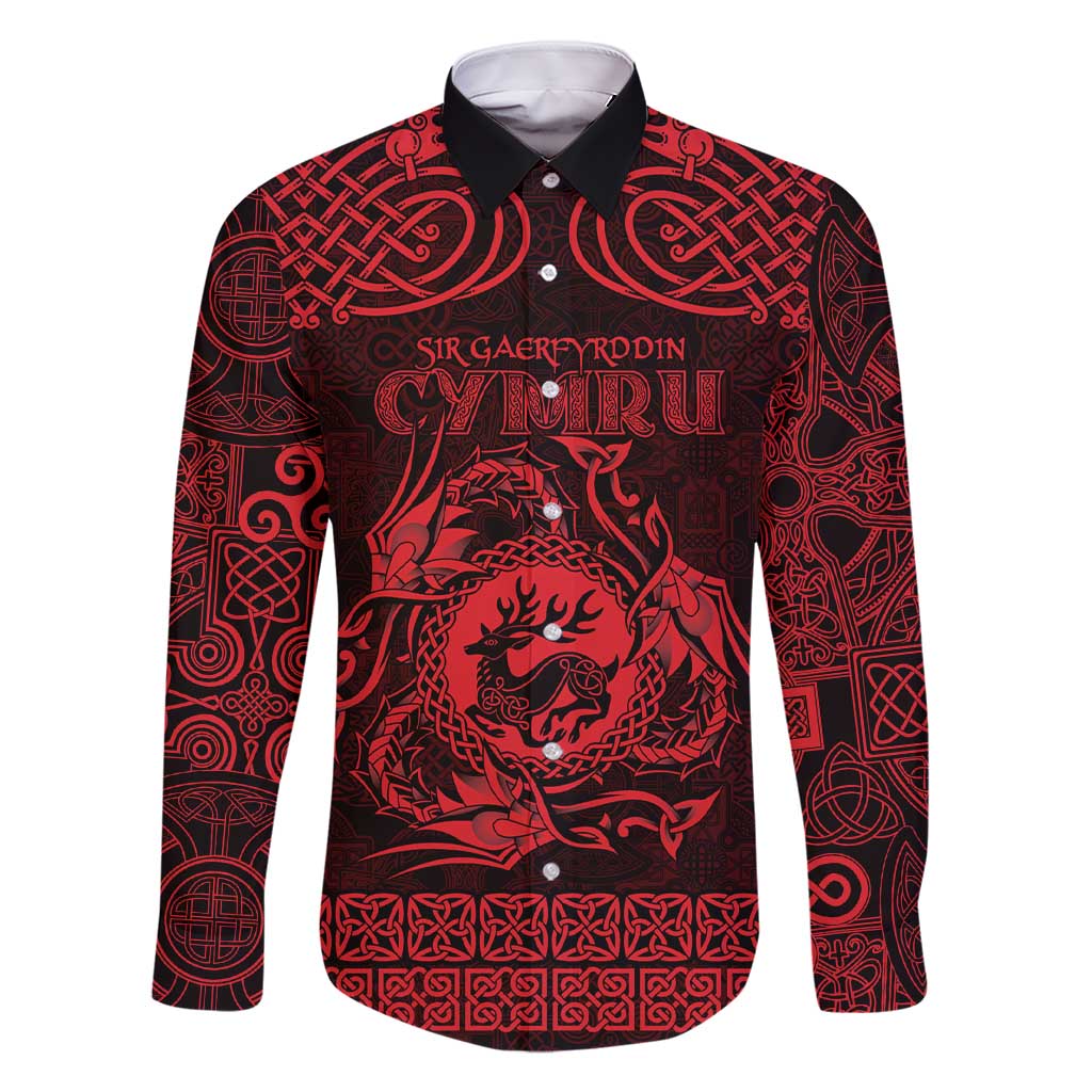 Personalized Carmarthenshire Sir Gaerfyrddin Family Matching Short Sleeve Bodycon Dress and Hawaiian Shirt Red Deer Stag Celtic-inspired - Wonder Print Shop