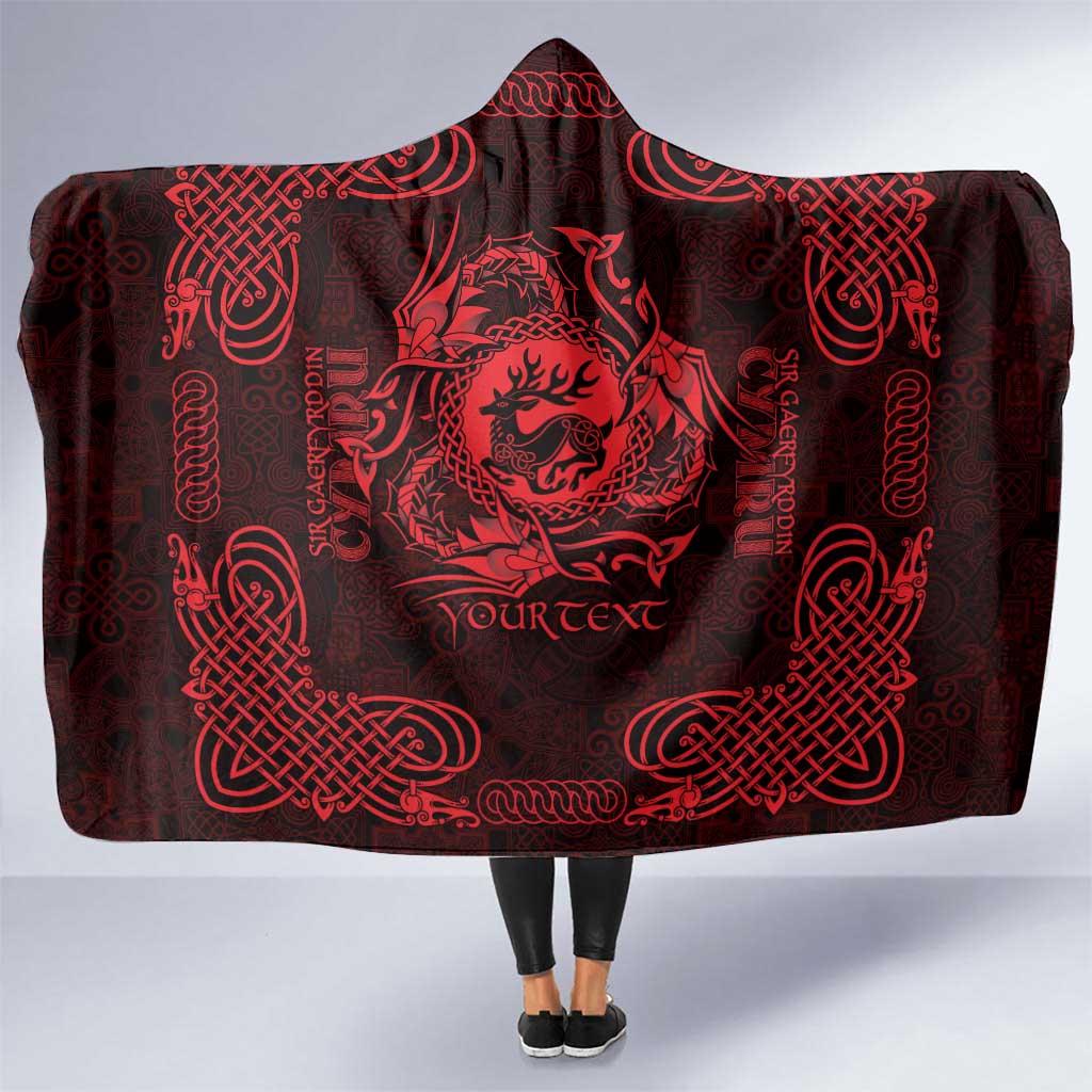 Personalized Carmarthenshire Sir Gaerfyrddin Hooded Blanket Red Deer Stag Celtic-inspired - Wonder Print Shop