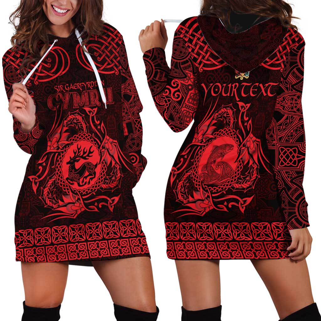 Personalized Carmarthenshire Sir Gaerfyrddin Hoodie Dress Red Deer Stag Celtic-inspired - Wonder Print Shop