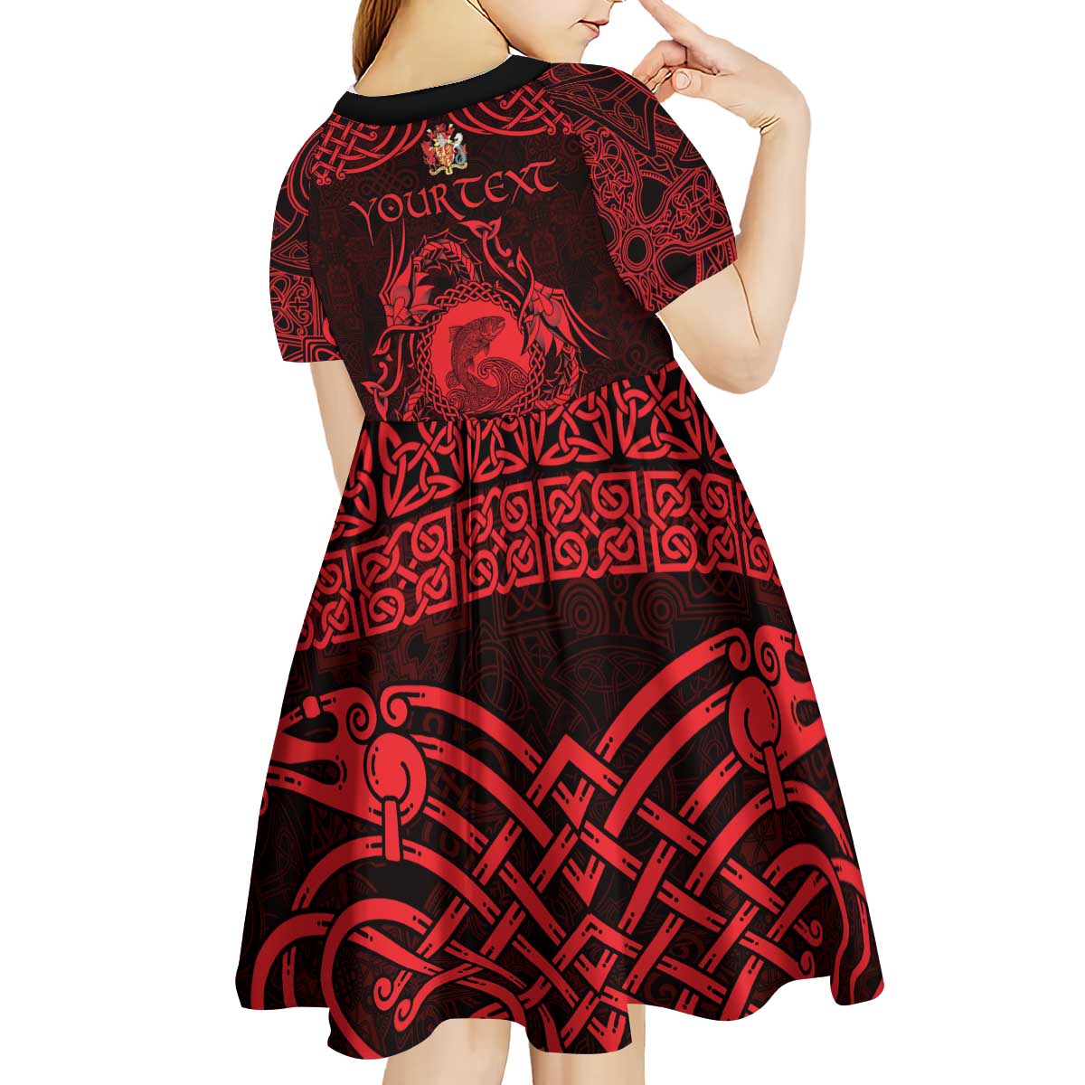 Personalized Carmarthenshire Sir Gaerfyrddin Kid Short Sleeve Dress Red Deer Stag Celtic-inspired - Wonder Print Shop