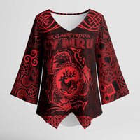 Personalized Carmarthenshire Sir Gaerfyrddin Kimono Sleeve Blouse Red Deer Stag Celtic-inspired - Wonder Print Shop