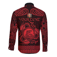 Personalized Carmarthenshire Sir Gaerfyrddin Long Sleeve Button Shirt Red Deer Stag Celtic-inspired - Wonder Print Shop