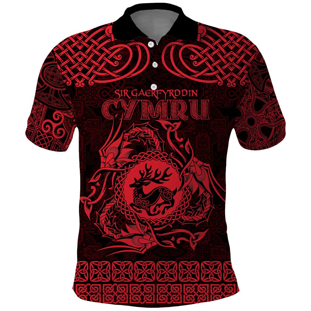Personalized Carmarthenshire Sir Gaerfyrddin Polo Shirt Red Deer Stag Celtic-inspired - Wonder Print Shop