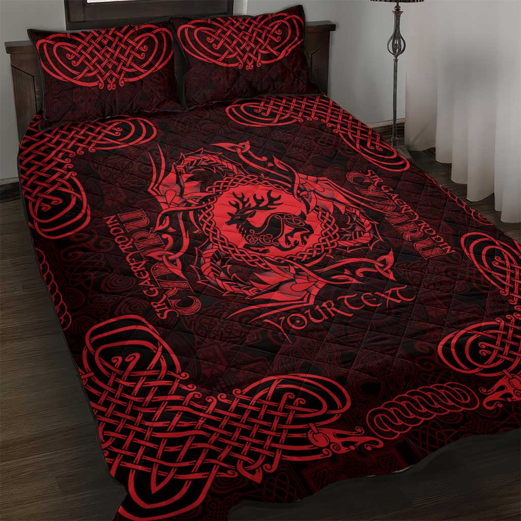 Personalized Carmarthenshire Sir Gaerfyrddin Quilt Bed Set Red Deer Stag Celtic-inspired - Wonder Print Shop