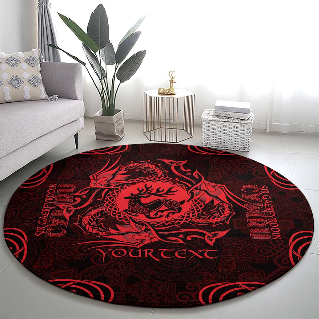Personalized Carmarthenshire Sir Gaerfyrddin Round Carpet Red Deer Stag Celtic-inspired - Wonder Print Shop