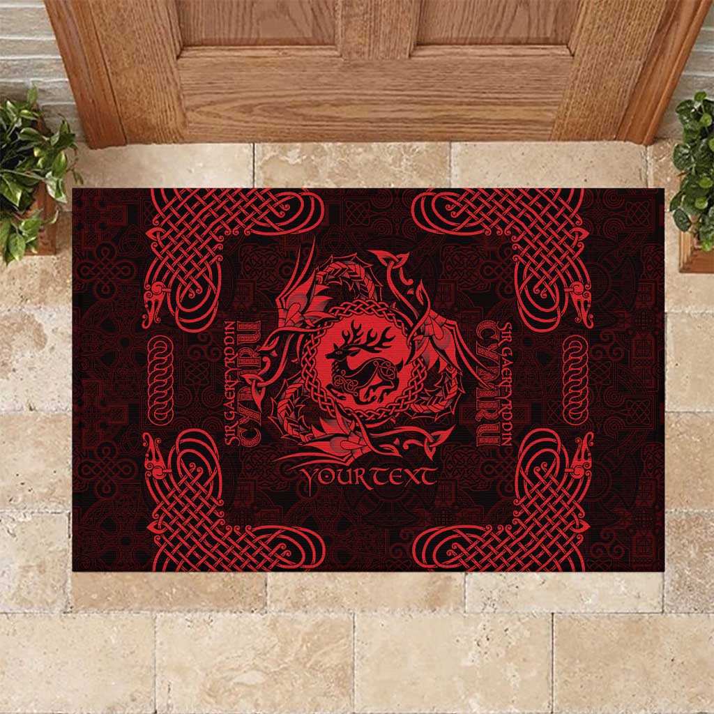 Personalized Carmarthenshire Sir Gaerfyrddin Rubber Doormat Red Deer Stag Celtic-inspired - Wonder Print Shop