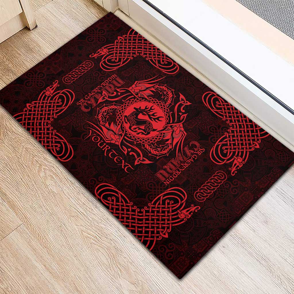 Personalized Carmarthenshire Sir Gaerfyrddin Rubber Doormat Red Deer Stag Celtic-inspired - Wonder Print Shop