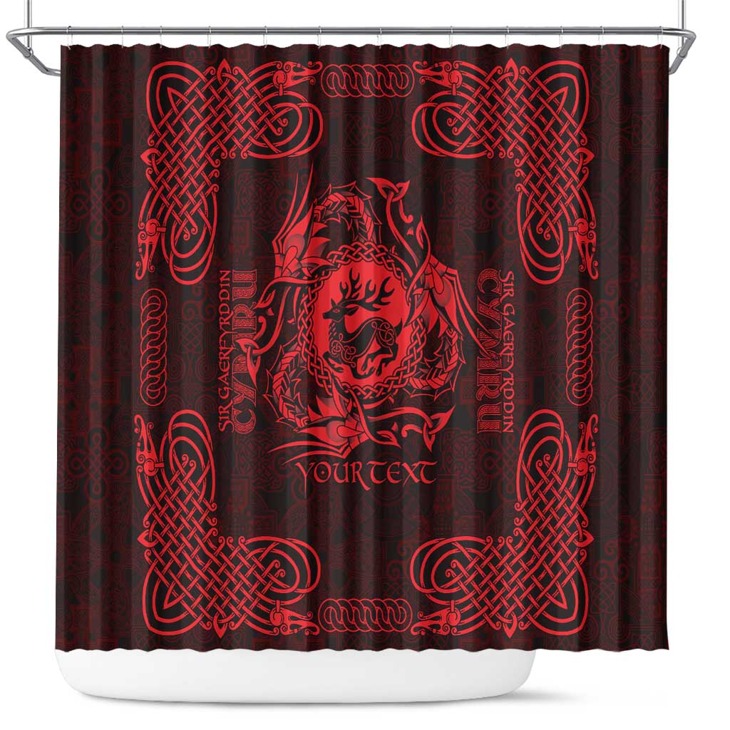 Personalized Carmarthenshire Sir Gaerfyrddin Shower Curtain Red Deer Stag Celtic-inspired - Wonder Print Shop