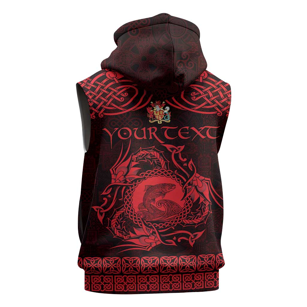 Personalized Carmarthenshire Sir Gaerfyrddin Sleeveless Zip Hoodie Red Deer Stag Celtic-inspired - Wonder Print Shop