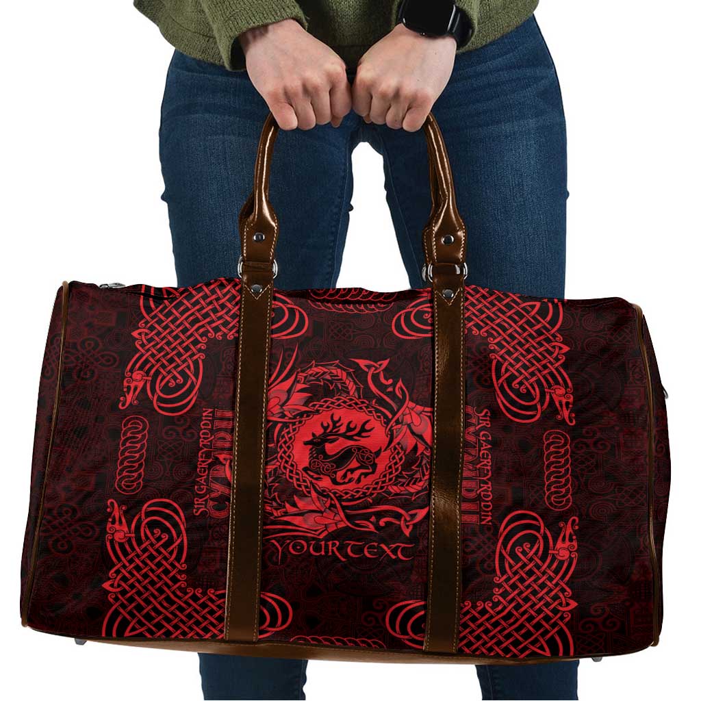 Personalized Carmarthenshire Sir Gaerfyrddin Travel Bag Red Deer Stag Celtic-inspired - Wonder Print Shop