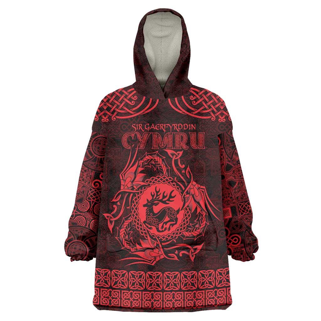Personalized Carmarthenshire Sir Gaerfyrddin Wearable Blanket Hoodie Red Deer Stag Celtic-inspired - Wonder Print Shop