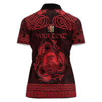 Personalized Carmarthenshire Sir Gaerfyrddin Women Polo Shirt Red Deer Stag Celtic-inspired - Wonder Print Shop