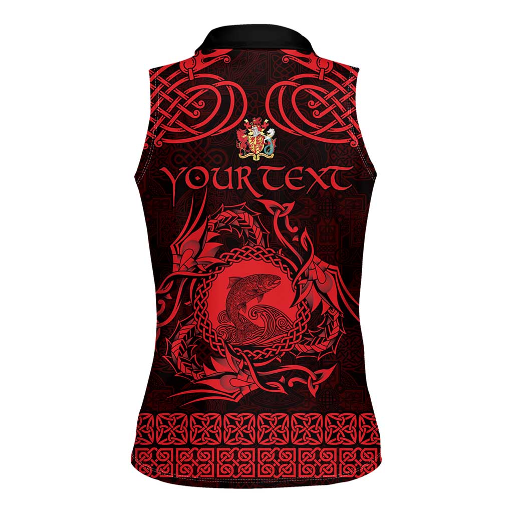 Personalized Carmarthenshire Sir Gaerfyrddin Women Sleeveless Polo Shirt Red Deer Stag Celtic-inspired - Wonder Print Shop